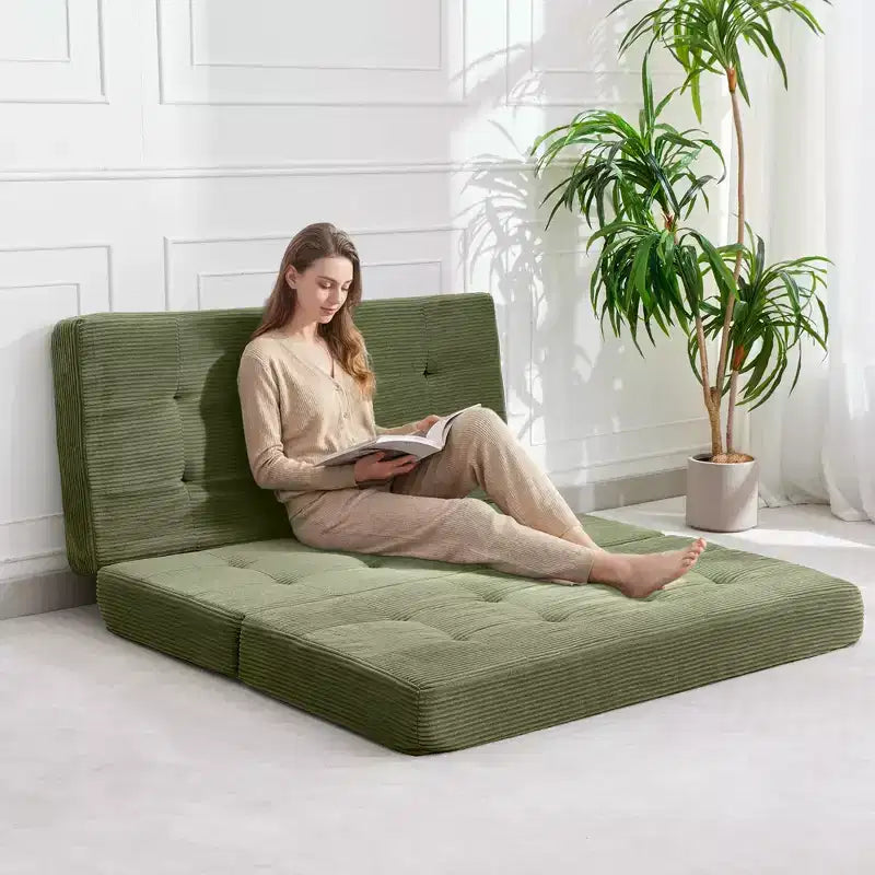 Matelas pliant en mousse 80,4x60, 6 plis, avec velours côtelé capitonné, lit d'appoint portable pour la maison, le salon et le camping