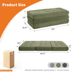 Matelas pliant en mousse 80,4x60, 6 plis, avec velours côtelé capitonné, lit d'appoint portable pour la maison, le salon et le camping