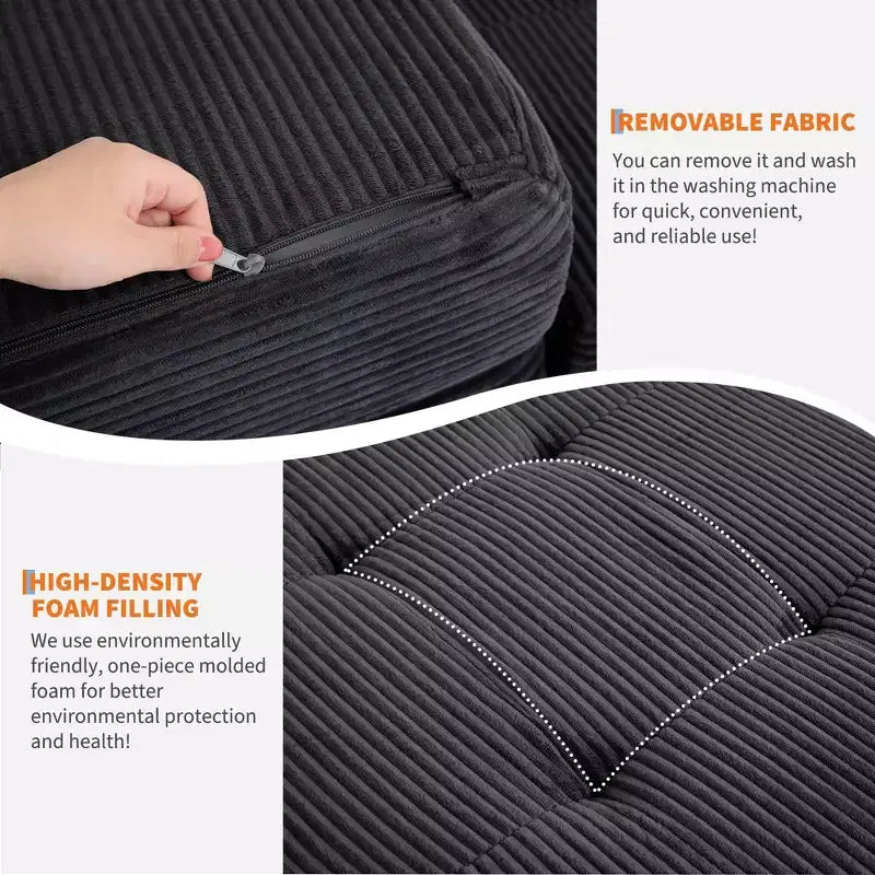 Matelas pliant en mousse 80,4x60, 6 plis, avec velours côtelé capitonné, lit d'appoint portable pour la maison, le salon et le camping