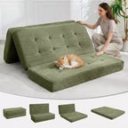 Matelas pliant en mousse 80,4x60, 6 plis, avec velours côtelé capitonné, lit d'appoint portable pour la maison, le salon et le camping