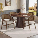 Christopher Knight Home Bennett Mid-Century Modern Wood 5-Piece Extendable Dining Set with Table and 4 Upholstered Cane Back Chairs