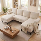 Canapé d'angle Costway, canapé en U avec double méridienne, accoudoirs rembourrés pour la maison Beige/Vert/Gris