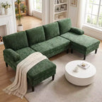 Canapé d'angle Costway, canapé en U avec double méridienne, accoudoirs rembourrés pour la maison Beige/Vert/Gris