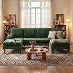 Canapé d'angle Costway, canapé en U avec double méridienne, accoudoirs rembourrés pour la maison Beige/Vert/Gris