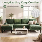 Canapé d'angle Costway, canapé en U avec double méridienne, accoudoirs rembourrés pour la maison Beige/Vert/Gris