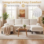Canapé d'angle Costway, canapé en U avec double méridienne, accoudoirs rembourrés pour la maison Beige/Vert/Gris