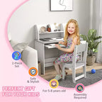 Bureau et chaise pour enfants Qaba avec rangement, bureau d'étude avec chaise pour enfants de 5 à 8 ans, gris