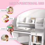 Bureau et chaise pour enfants Qaba avec rangement, bureau d'étude avec chaise pour enfants de 5 à 8 ans, gris