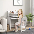 Bureau et chaise pour enfants Qaba avec rangement, bureau d'étude avec chaise pour enfants de 5 à 8 ans, gris