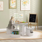 Ensemble table et chaises pour enfants Qaba, ensemble table et chaises pour tout-petits 5 pièces avec rangement pour l'art, l'artisanat, le dessin, la salle de jeux, la salle de classe, la crèche, gris