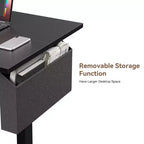 Bureau debout réglable en hauteur électrique, bureau d'ordinateur assis-debout avec sac de rangement, préréglages de mémoire, poste de travail ergonomique pour bureau à domicile, 122 cm, noir