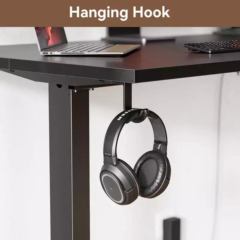 Bureau debout réglable en hauteur électrique, bureau d'ordinateur assis-debout avec sac de rangement, préréglages de mémoire, poste de travail ergonomique pour bureau à domicile, 122 cm, noir