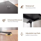 Bureau debout réglable en hauteur électrique, bureau d'ordinateur assis-debout avec sac de rangement, préréglages de mémoire, poste de travail ergonomique pour bureau à domicile, 122 cm, noir
