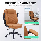 Chaise de bureau en cuir 350 LBS, chaise de bureau ergonomique à dossier haut, roulettes pivotantes à 360°, support lombaire, accoudoirs relevables, pour la maison, le bureau