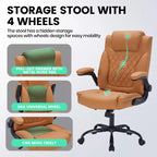 Chaise de bureau en cuir 350 LBS, chaise de bureau ergonomique à dossier haut, roulettes pivotantes à 360°, support lombaire, accoudoirs relevables, pour la maison, le bureau