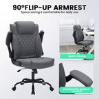 Chaise de bureau en cuir 350 LBS, chaise de bureau ergonomique à dossier haut, roulettes pivotantes à 360°, support lombaire, accoudoirs relevables, pour la maison, le bureau