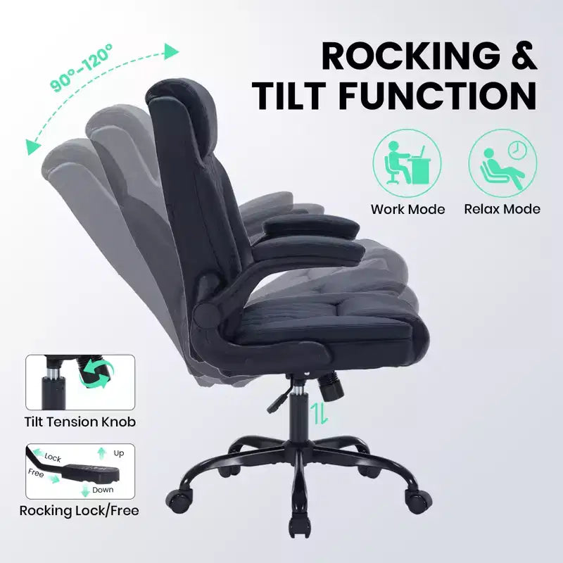 Chaise de bureau en cuir 350 LBS, chaise de bureau ergonomique à dossier haut, roulettes pivotantes à 360°, support lombaire, accoudoirs relevables, pour la maison, le bureau