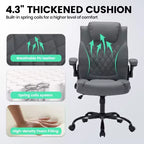 Chaise de bureau en cuir 350 LBS, chaise de bureau ergonomique à dossier haut, roulettes pivotantes à 360°, support lombaire, accoudoirs relevables, pour la maison, le bureau