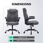 Chaise de bureau en cuir 350 LBS, chaise de bureau ergonomique à dossier haut, roulettes pivotantes à 360°, support lombaire, accoudoirs relevables, pour la maison, le bureau