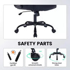 Chaise de bureau en cuir 350 LBS, chaise de bureau ergonomique à dossier haut, roulettes pivotantes à 360°, support lombaire, accoudoirs relevables, pour la maison, le bureau