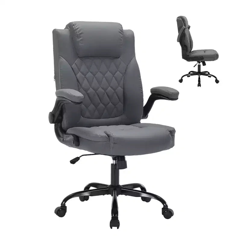 Chaise de bureau en cuir 350 LBS, chaise de bureau ergonomique à dossier haut, roulettes pivotantes à 360°, support lombaire, accoudoirs relevables, pour la maison, le bureau