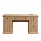 Rangement de bureau cannelé, bureau de direction moderne, bureau d'ordinateur en bois avec classeur et tiroirs pour bureau, salon, chambre à coucher