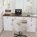 Rangement de bureau cannelé, bureau de direction moderne, bureau d'ordinateur en bois avec classeur et tiroirs pour bureau, salon, chambre à coucher
