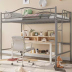 Lit mezzanine simple. Cadre en métal robuste, échelle amovible, barrières de sécurité pleine longueur, capacité de charge de 180 kg, pas besoin de sommier.