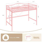Lit mezzanine simple. Cadre en métal robuste, échelle amovible, barrières de sécurité pleine longueur, capacité de charge de 180 kg, pas besoin de sommier.
