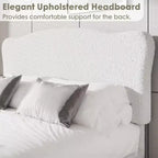 Cadre de lit plateforme double rembourré pour enfants – Tête de lit mignonne, douce ou en bouclette – Support de lattes en bois robuste – Silencieux, aucun sommier tapissier requis
