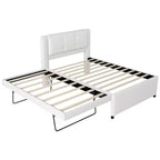 Lit plateforme moderne en lin avec tête de lit et lit gigogne Luxystar, taille standard