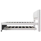 Lit plateforme moderne en lin avec tête de lit et lit gigogne Luxystar, taille standard