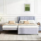 Lit plateforme moderne en lin avec tête de lit et lit gigogne Luxystar, taille standard