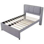Lit plateforme moderne en lin avec tête de lit et lit gigogne Luxystar, taille standard
