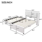 Lit plateforme moderne en lin avec tête de lit et lit gigogne Luxystar, taille standard