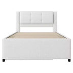 Lit plateforme moderne en lin avec tête de lit et lit gigogne Luxystar, taille standard