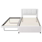 Lit plateforme moderne en lin avec tête de lit et lit gigogne Luxystar, taille standard