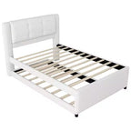 Lit plateforme moderne en lin avec tête de lit et lit gigogne Luxystar, taille standard