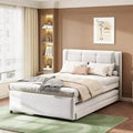 Luxystar Modern Full Size Linen Upholstery platform bed with Headboard and Trundle