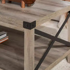 Table basse de ferme Metal-X avec étagère inférieure