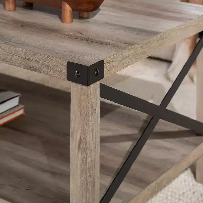 Table basse de ferme Metal-X avec étagère inférieure