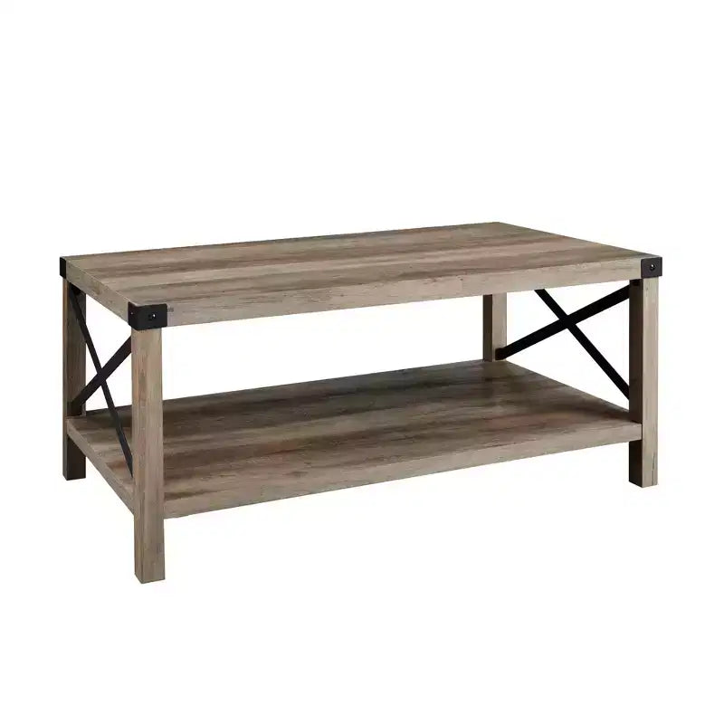 Table basse de ferme Metal-X avec étagère inférieure