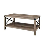 Table basse de ferme Metal-X avec étagère inférieure