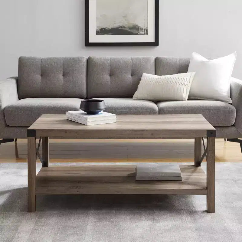 Table basse de ferme Metal-X avec étagère inférieure
