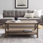 Table basse de ferme Metal-X avec étagère inférieure