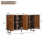 Buffet moderne en bois massif avec motif ondulé et pieds en fer, 59 po