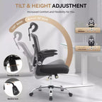 Chaise de bureau ergonomique, Chaise de bureau en maille à dossier haut avec appui-tête et support lombaire réglables, Chaise d'ordinateur pivotante à roulettes pour bureau à domicile, salle de jeux