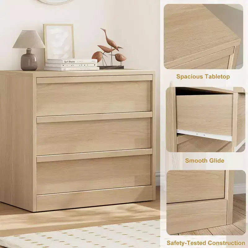 Table de chevet haute en chêne naturel - Table de chevet moderne pour chambre à coucher, chambre d'enfant et salon