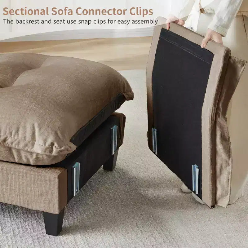 Canapé d'angle modulaire en chenille GDFStudio Havenridge 107 U
