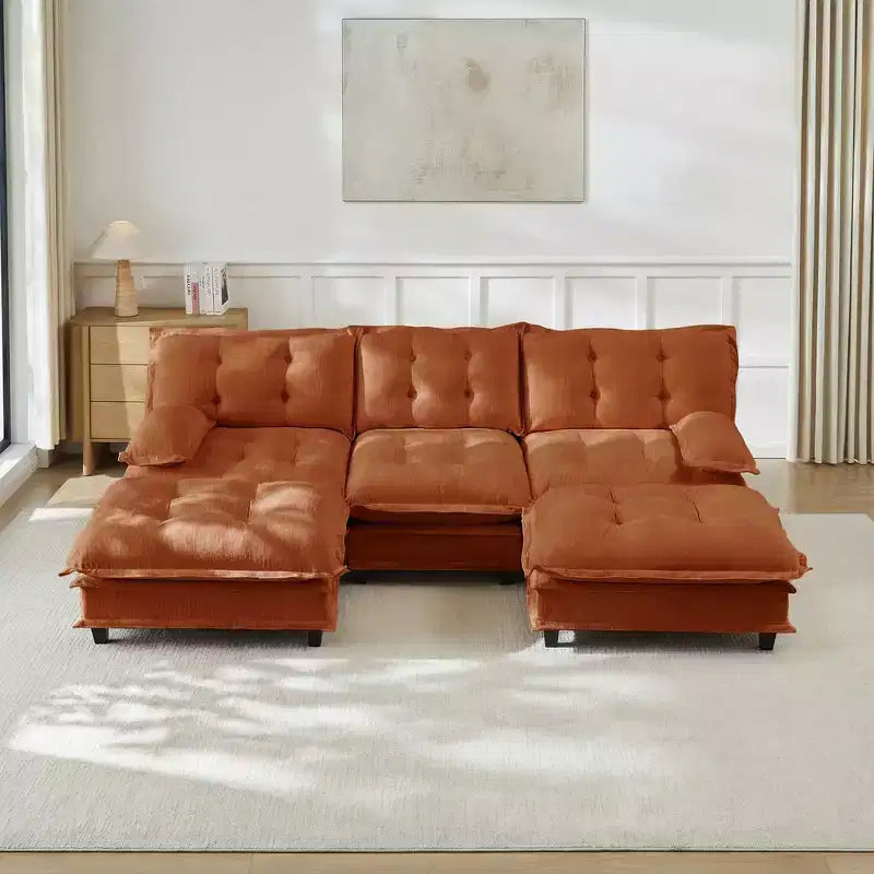 Canapé d'angle modulaire en chenille GDFStudio Havenridge 107 U
